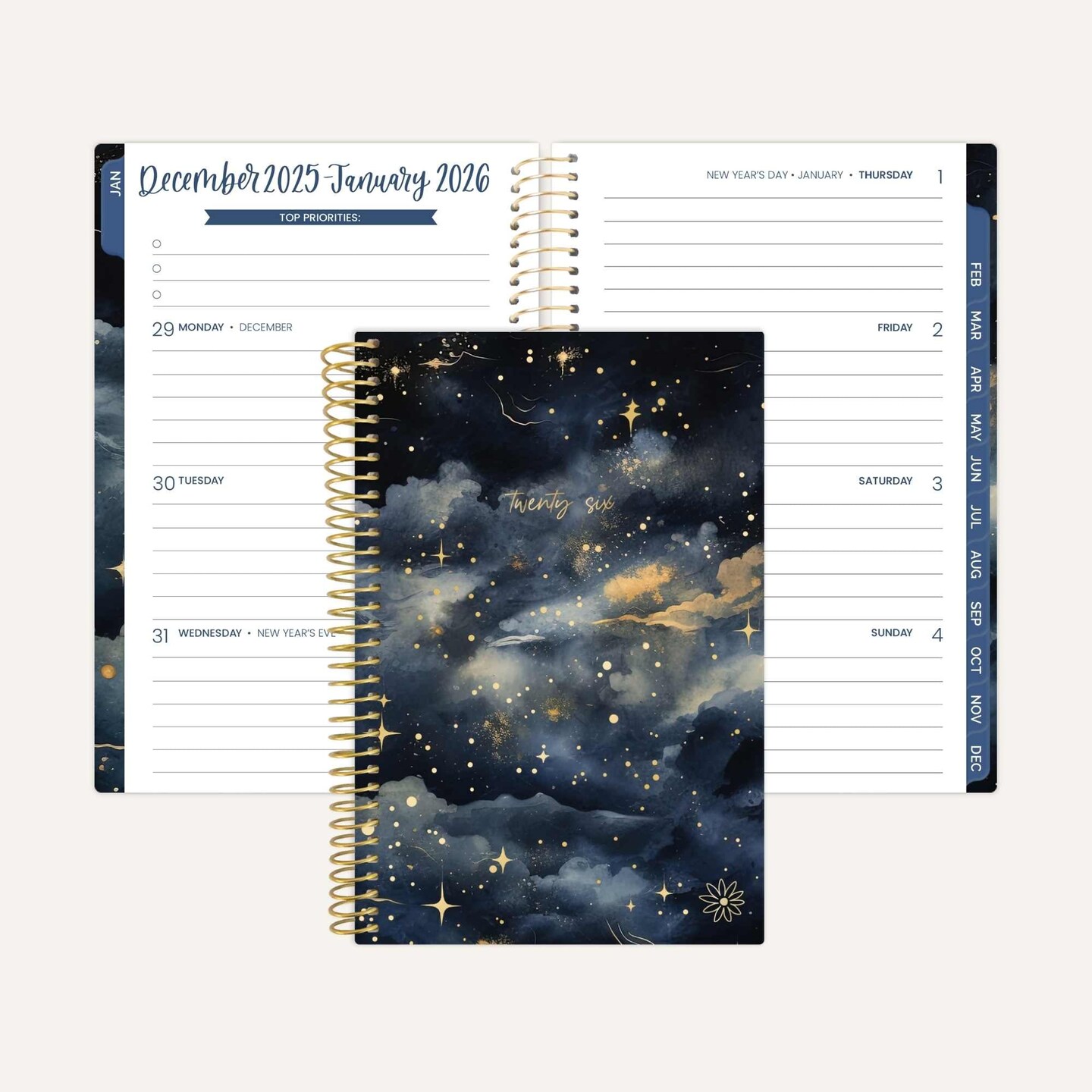 bloom daily planners 2026 Soft Cover Weekly & Monthly Planner, 4" x 6", Midnight Sky