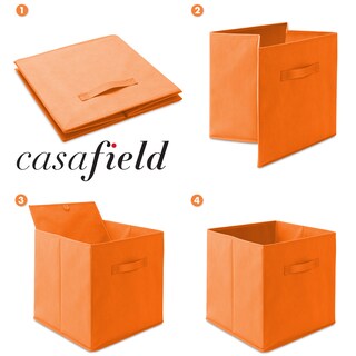 Casafield Set Di 6 Contenitori Cubici Pieghevoli In Tessuto, Color Foglia Di Tè, 33x33x33 Cm, Con Maniglie, Per Scaffali E Organizzazione