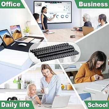 Binding Combs 1/4" Black Plastic Binding Spines – 100 Pack, Presentation & Report Binding Supplies for Office, School & Classroom Projects