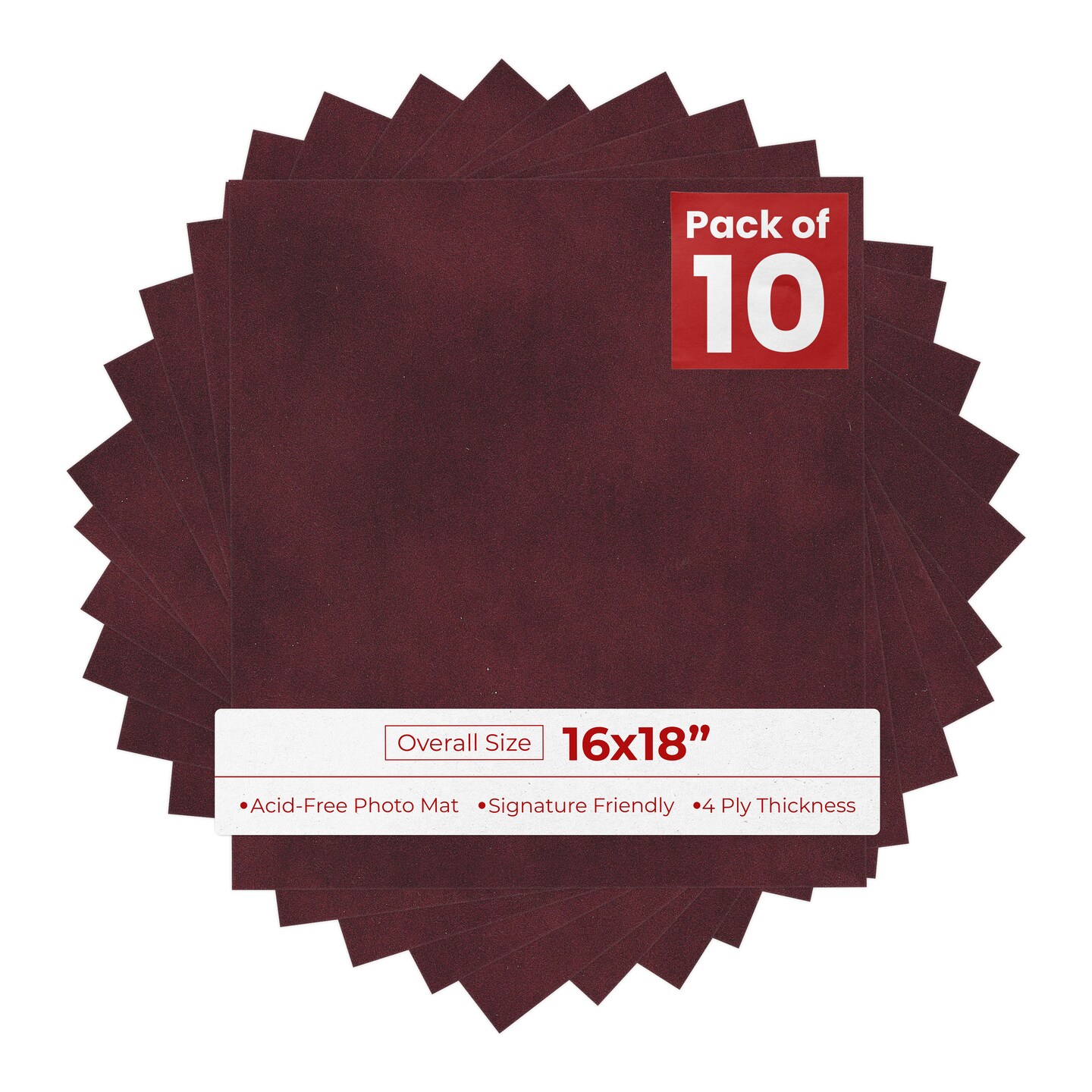 Dark Red Suede 16x18 Uncut Mat Board - Blank Sheets, No Opening