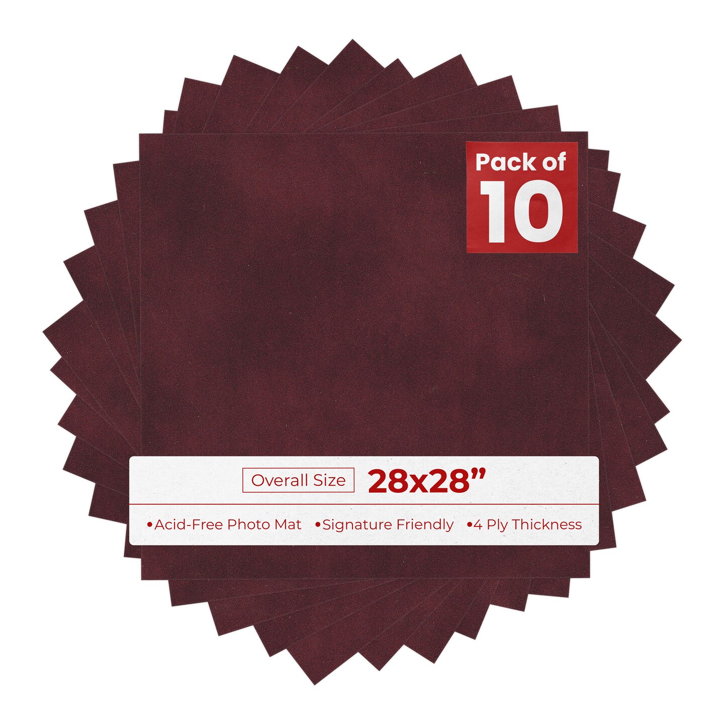Dark Red Suede 28x28 Uncut Mat Board - Blank Sheets, No Opening