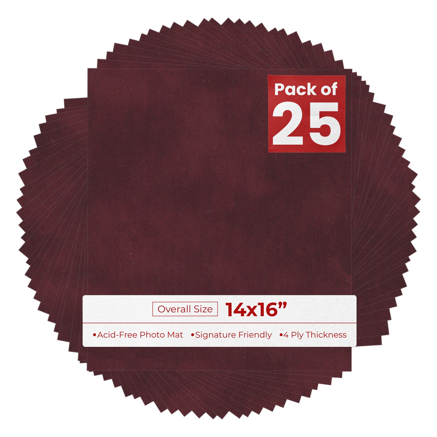 Dark Red Suede 14x16 Uncut Mat Board - Blank Sheets, No Opening