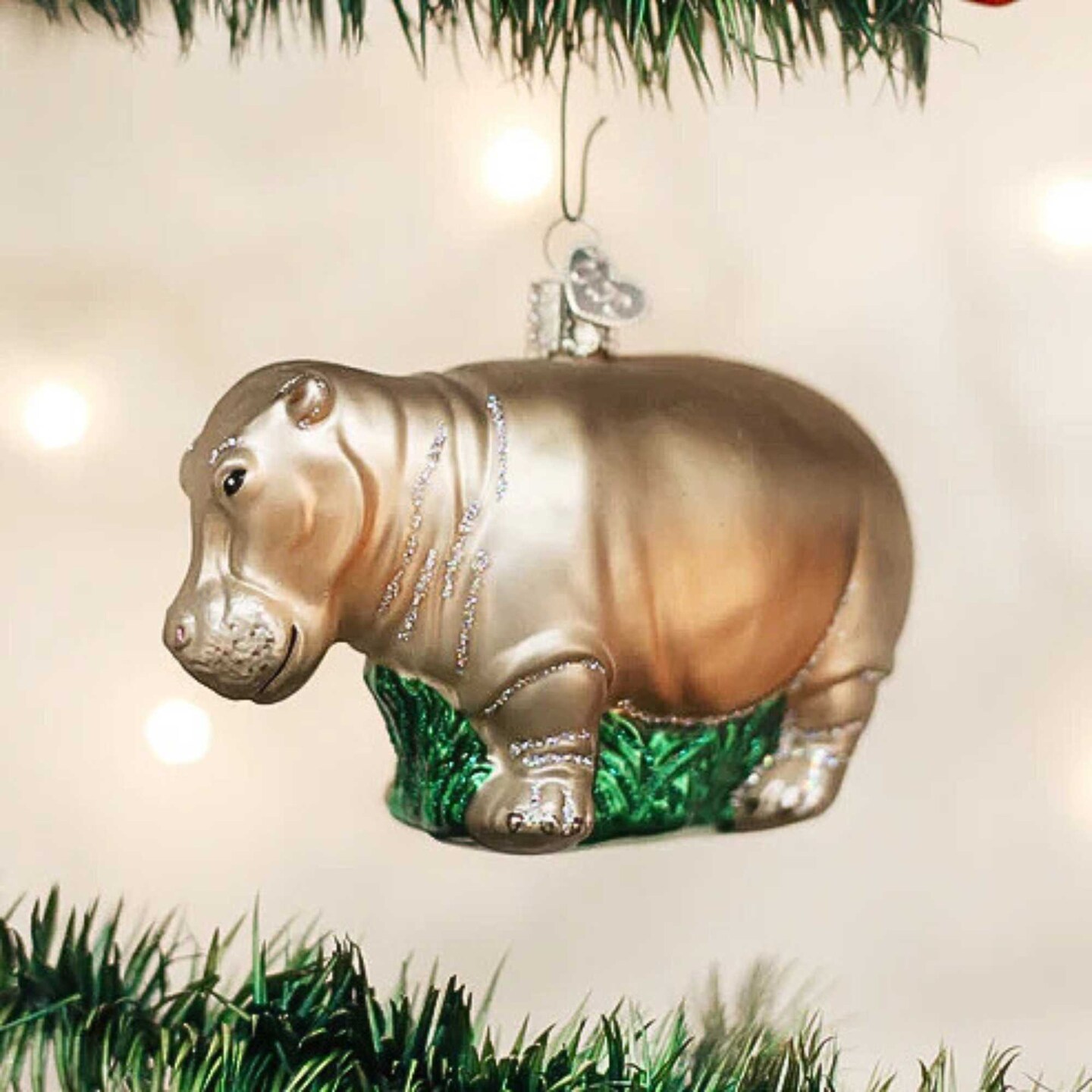 Old World Christmas 2.75 In Hippopotamus Tree Ornament , Ornament Hippo Wildlife