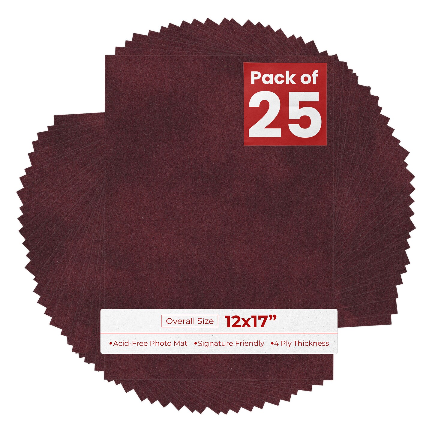 Dark Red Suede 12x17 Uncut Mat Board - Blank Sheets, No Opening