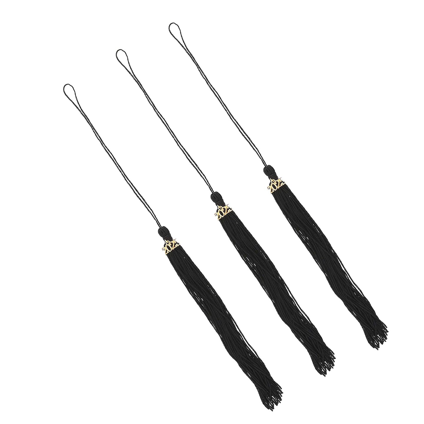 8" Black 2025 Polyester Graduate Mortarboard Tassels 12 Pieces