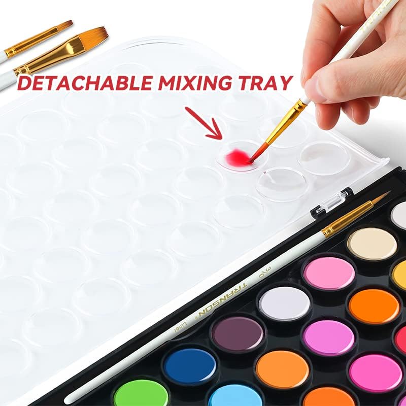 48 Colors Watercolor Paint Set with 4pcs Paint Brushes for Adults, Beginners and Artists