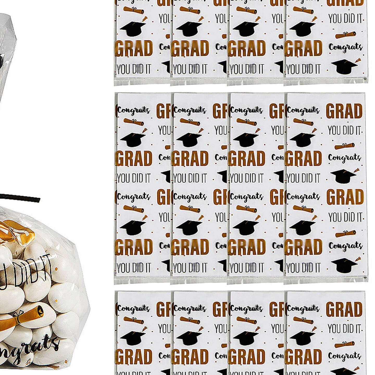 5" x 11 1/2" Graduation Cellophane Bags with Twist Ties 12 Pieces