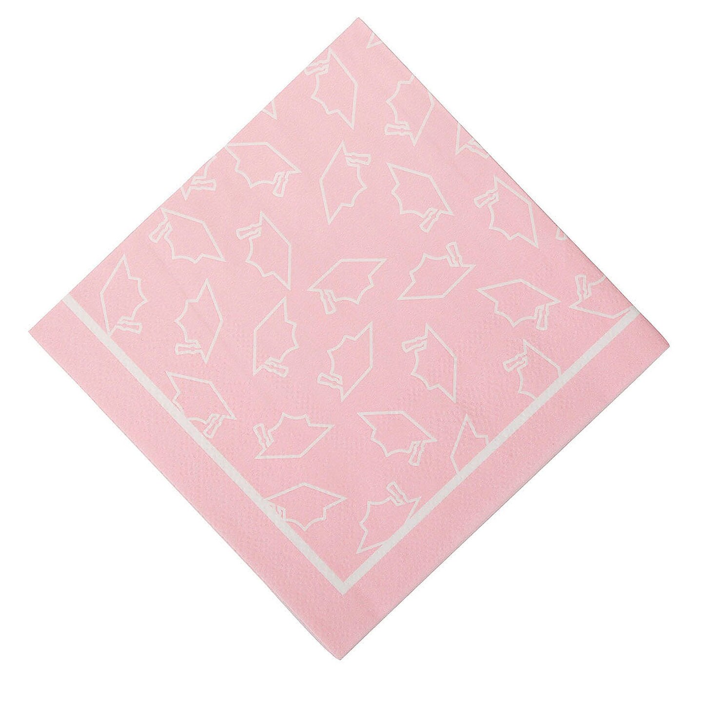 5" Bulk 50 Ct Pink Graduation Disposable Paper Beverage Napkins