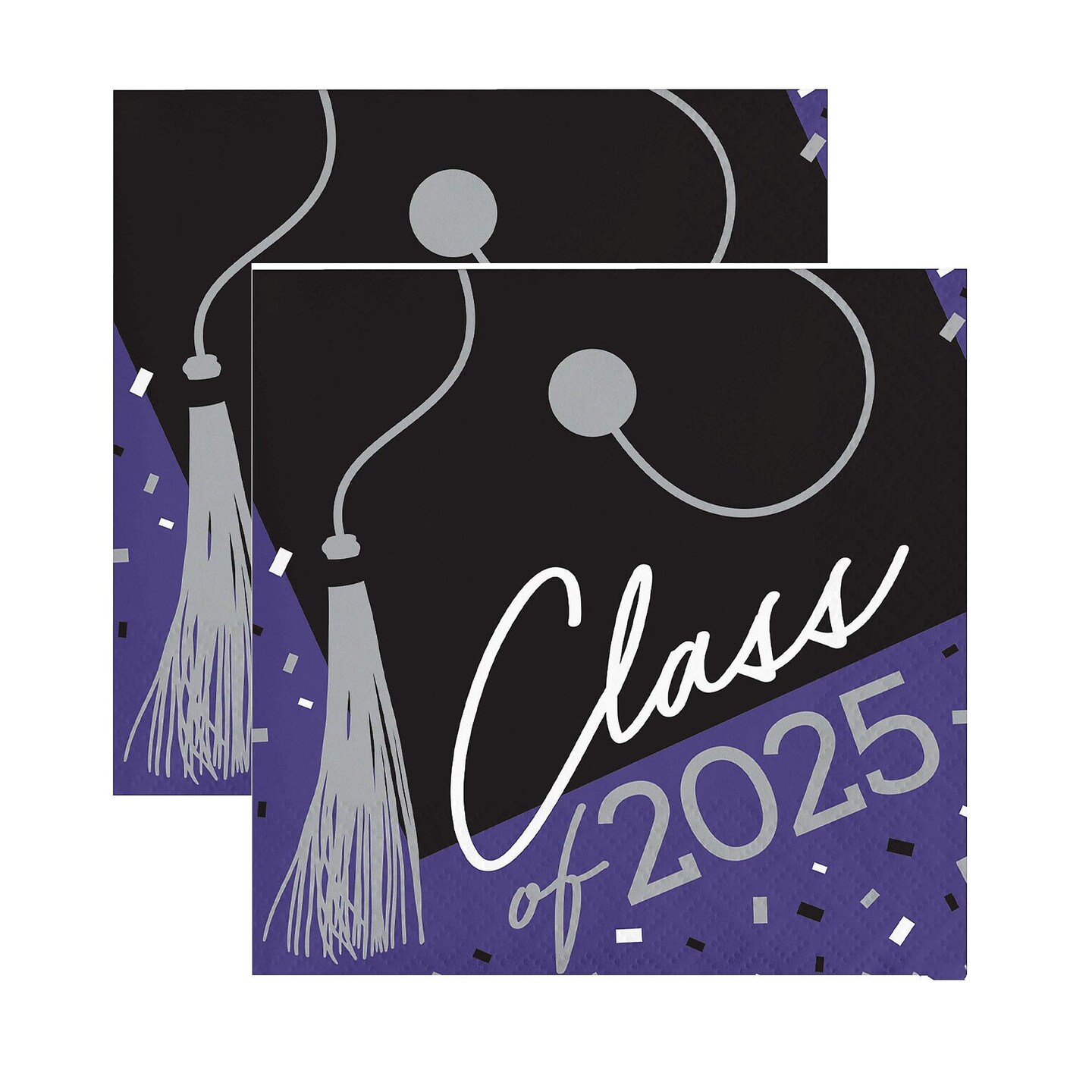 School Spirit Purple Class of 2025 Beverage Napkins Kit 108 Pieces
