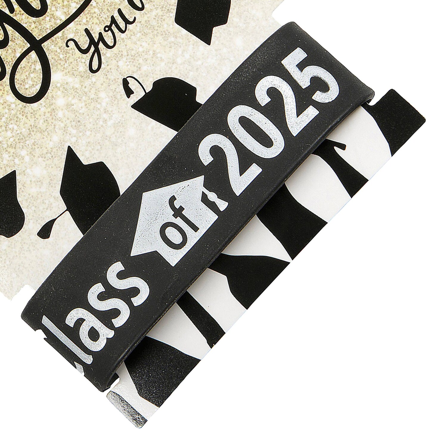 48 Pieces Black Class of 2025 Big Band Rubber Bracelets with Card for 24