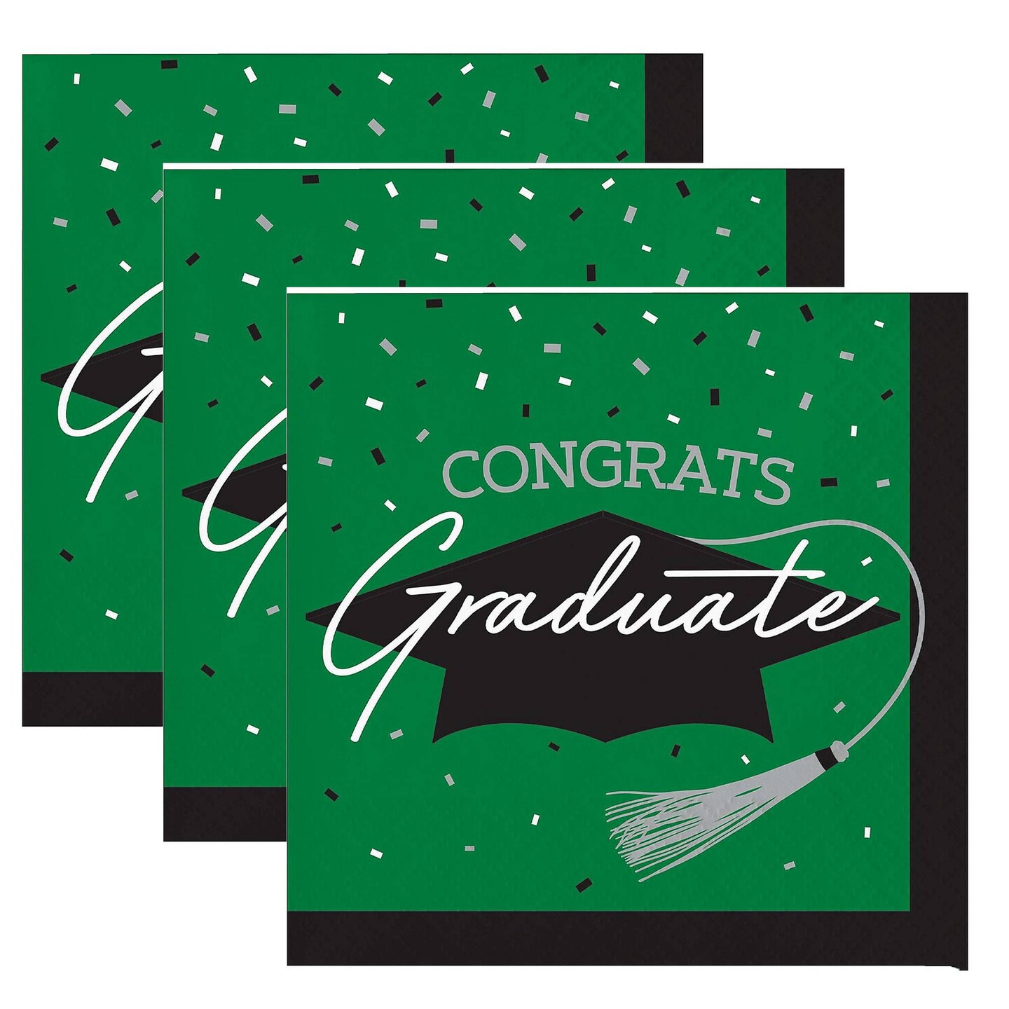 Creative Converting School Spirit Green Graduation Beverage Napkins 108 Count