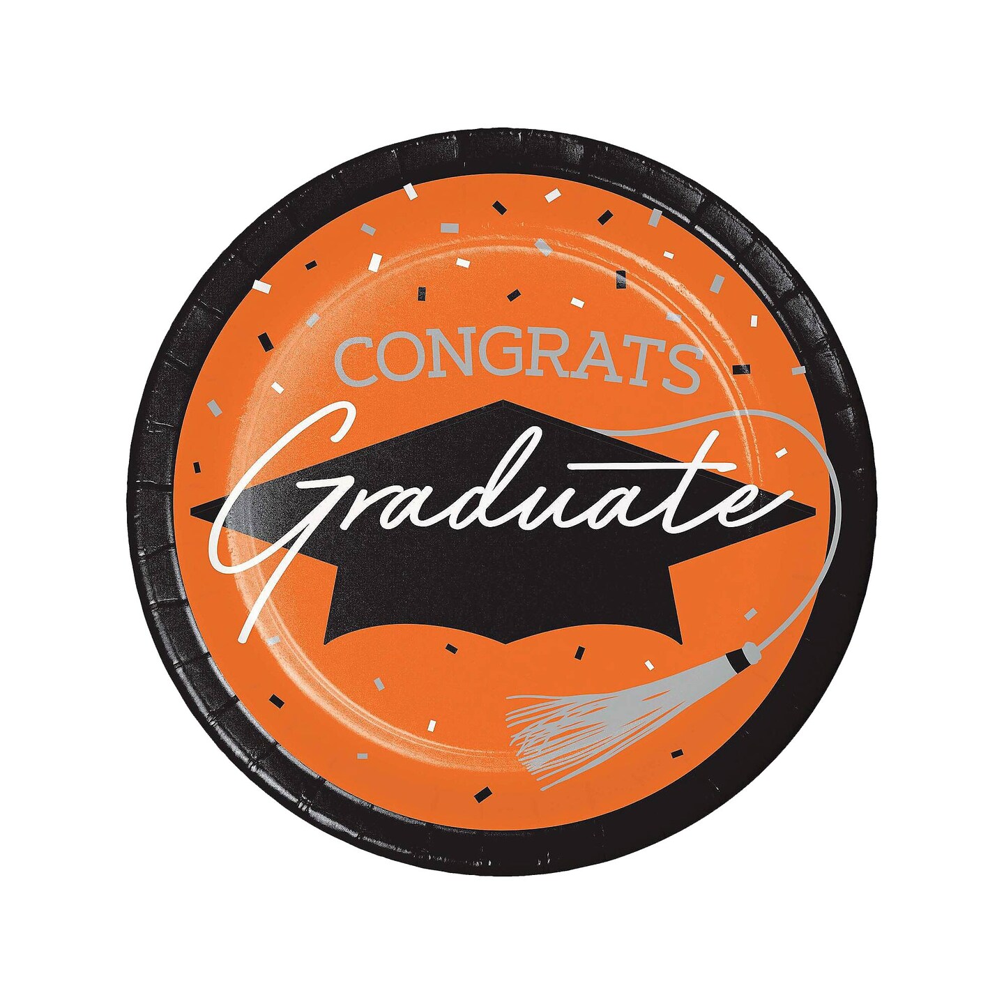 Celebrate in style with Creative Converting School Spirit Orange Graduation Dessert Paper Plates 54 Count