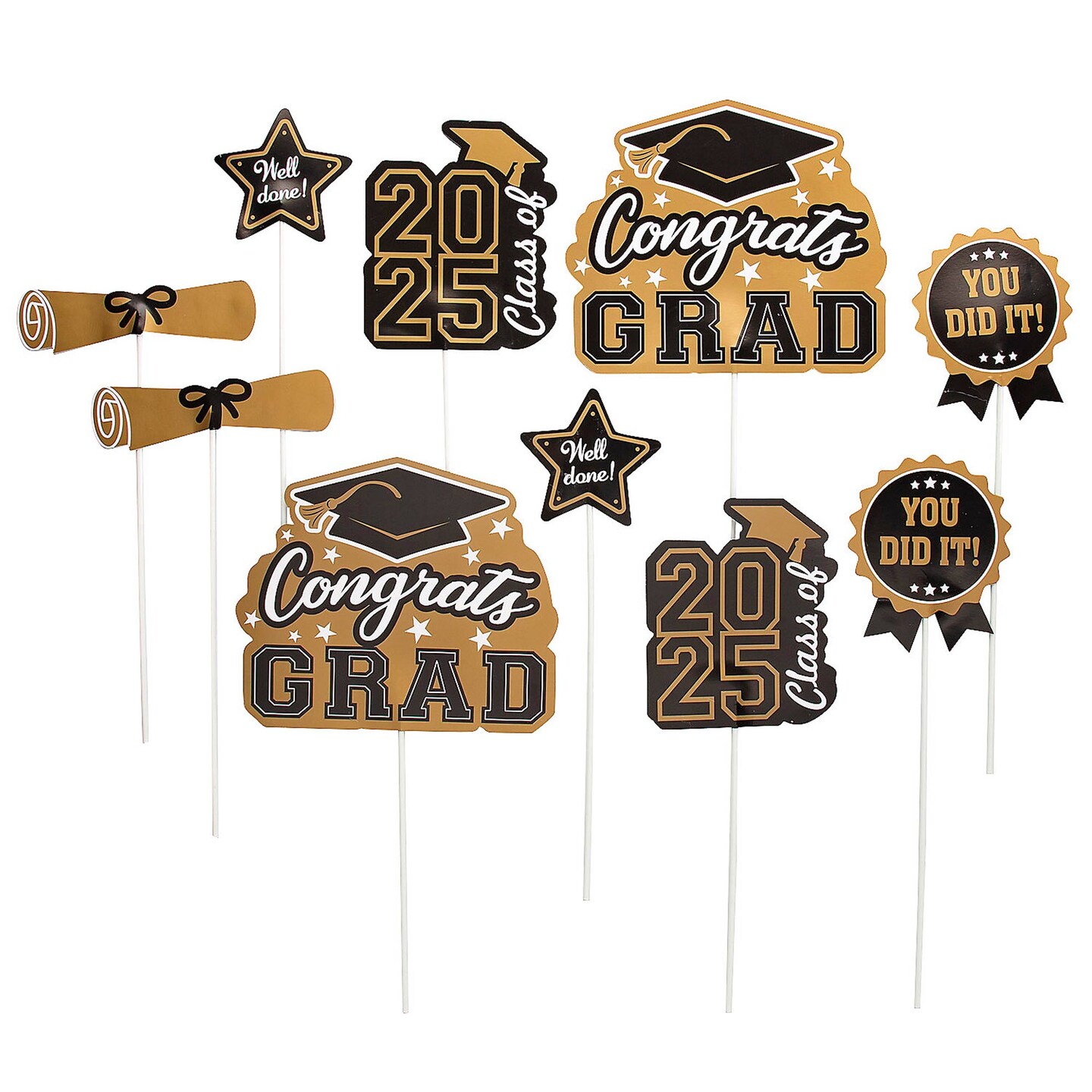 7&#x22; - 10&#x22; Graduation Class of 2025 Cardstock Centerpiece Sticks 10 Pieces