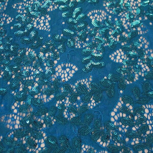 1 Yard Wisteria Stretch Lace Sequin Fabric 36" x 50" Length by Width