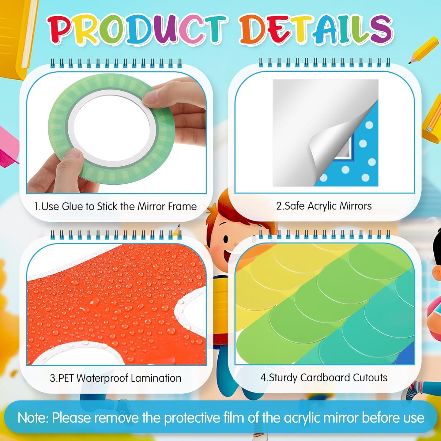 59 Pcs Affirmation Station Bulletin Board Set - Mirror Mirror on the Wall There's a Leader in Us All Decorations - Leadership Classroom Decor with Acrylic Mirrors & Star Cutouts for Teachers