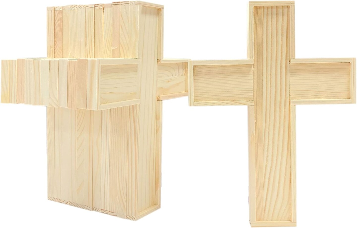 12 Pack Unfinished Wood Crosses Natural Solid Wooden Cross for Crafts (9 x 6.3 x 0.47Inches)