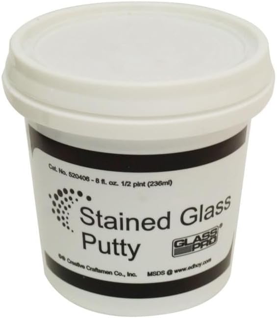Glass Pro Black Putty/Cement &#x2013; Fast-Setting Stained Glass Cement, 1/2 Pint