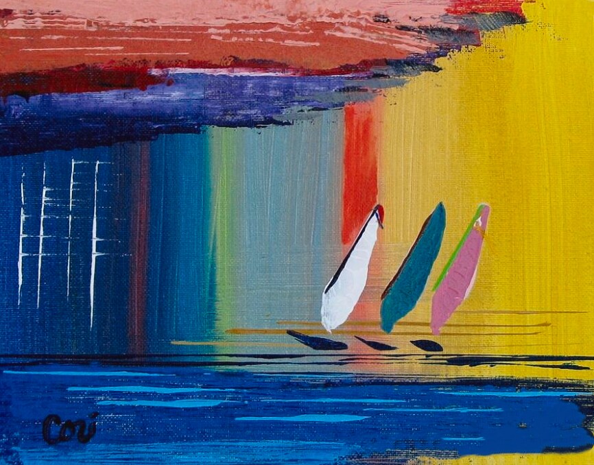 油彩画 Twin Moorings Duvall Sailing painting 10