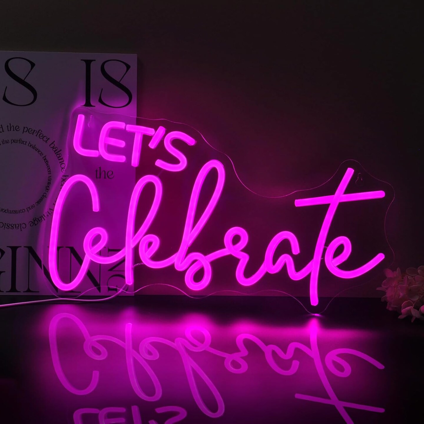 Let&#x27;s Celebrate Neon Sign Led Neon Lights Neon Signs for Wall Decor Light Up Sign for Birthday Party Club Gift