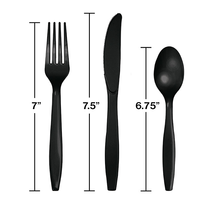 Black Assorted Plastic Cutlery (24/Pkg)