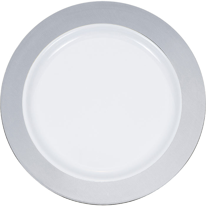 Bulk Pack of 20 7.5&#x22; Silver Rim Plastic Plates