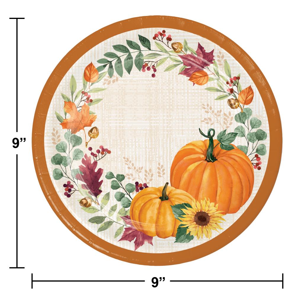Bulk Pack of 16 Harvest Wishes Dinner Plates