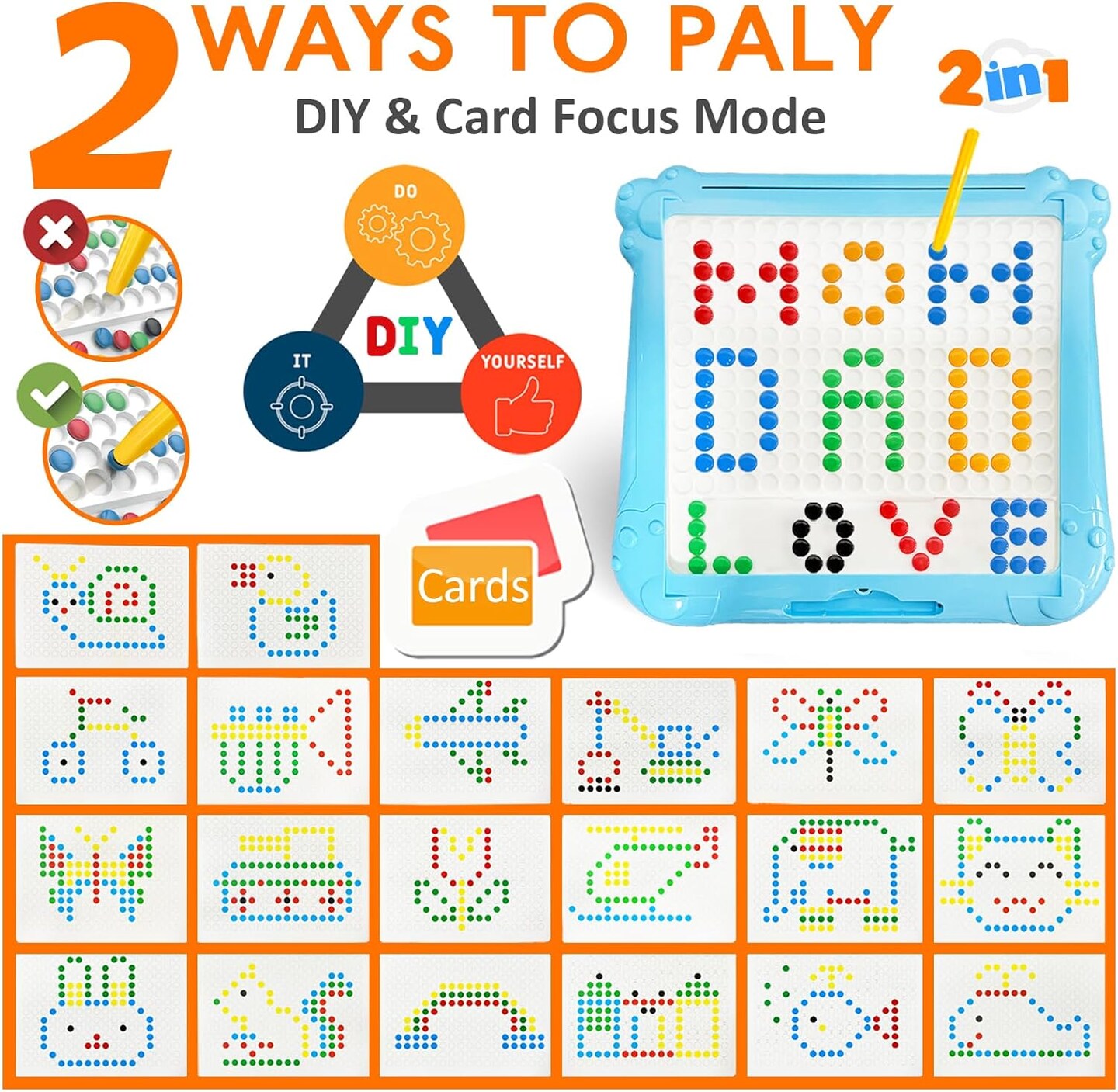 2 in 1 Magnetic Color and Number Maze - Magnetic Drawing Board for Kids Toddler, Montessori Toy for 3+ Year Old, Educational Preschool Learning Car Travel Toy for kid age 4 5 6 Girl Toy Boy Gift