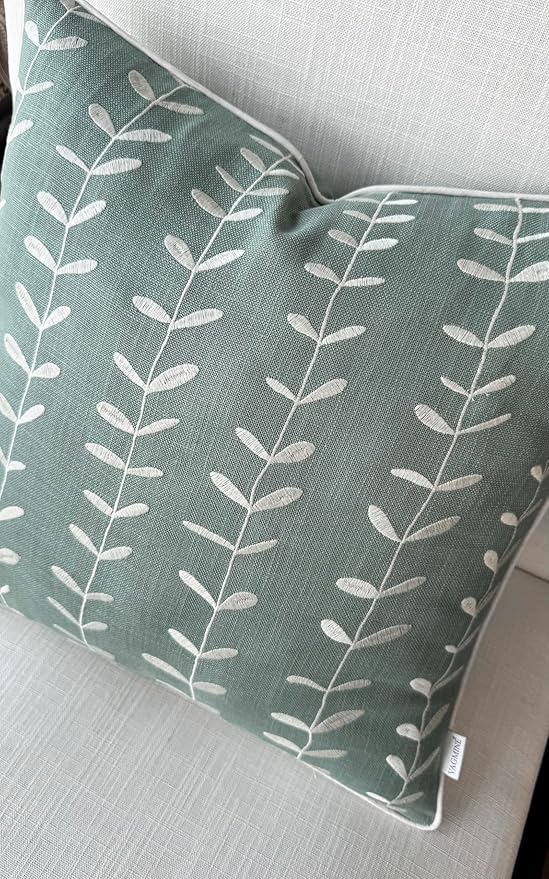 Hand Crafted Cotton Square Decorative Accent Throw Pillow Cover - for Master Bedroom, New Home, Anniversary, Farmhouse, Couch, Sofa - Lollipop-Light Teal, 18x18 Inches