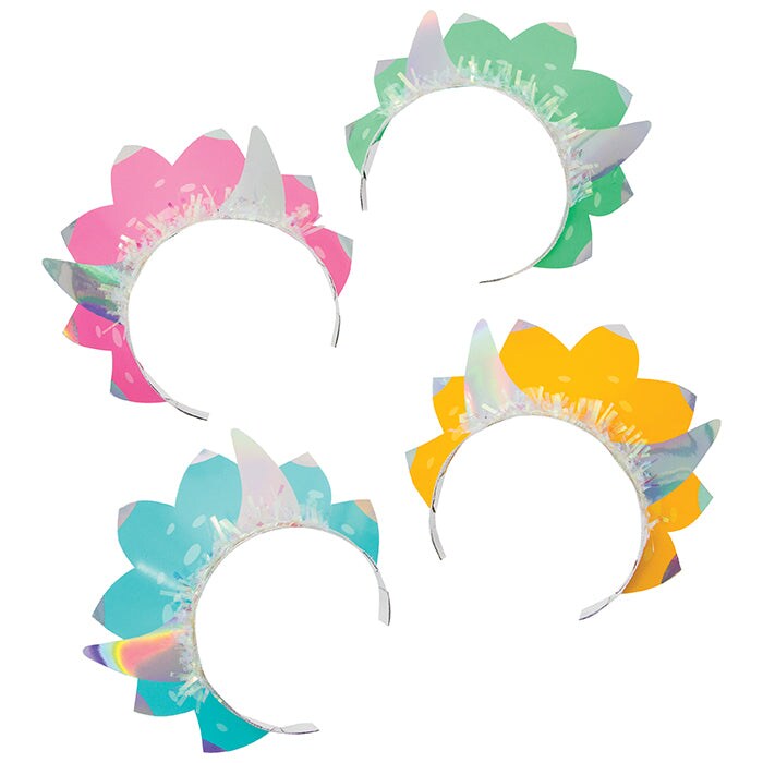 Girl Dino Party Tiaras (8/Pkg)