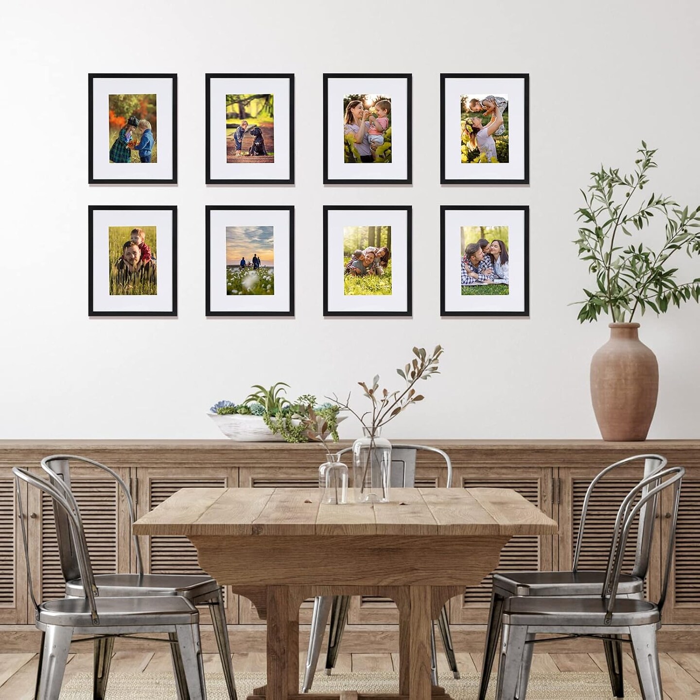 Black 8x10 Picture Frame Set of 10, Matted to 5x7 Picture with Mat or 8x10 Photo without Mat