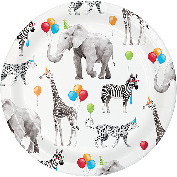 Bulk Pack of 24 Party Animals Paper Dessert Plates