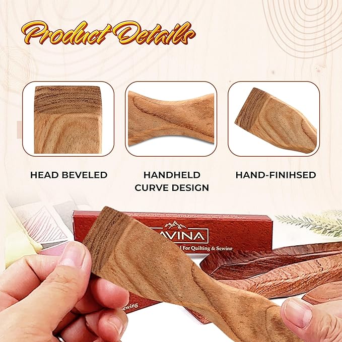 Wood Pressing Stick, Finger Iron, Seam Presser &#x2013; A Handcrafted Sewing Tool for Quilters &#x26; Sewist.