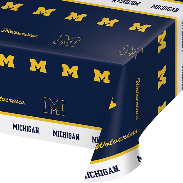 Michigan Wolverines Plastic Table Cover, 54&#x22;x108&#x22;