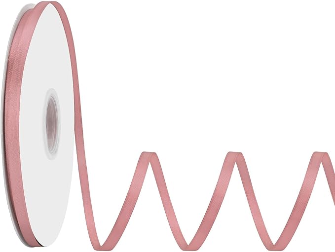 Double Faced Dusty Pink Satin Ribbon 1/4 Inch × 100 Yards Satin Ribbon Ideal for Gift Wrapping Flower Bouquet Art Crafts Sewing Weddings Floral Arrangements & Bows