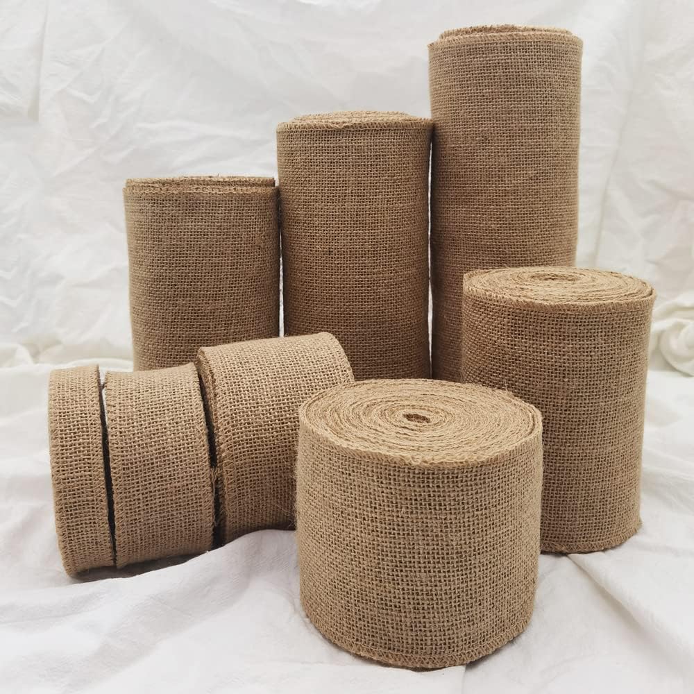 1" Natural Burlap Fabric Roll 10 Yards Jute Ribbon for Gift Wrapping Craft Projects Wedding Decoration Home Decoration 2.5CM