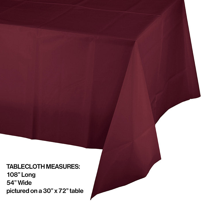 Burgundy Tablecover Plastic 54&#x22; X 108&#x22;