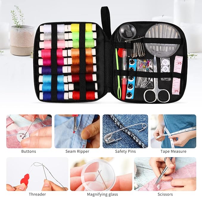 Sewing Kit Basic,Marcoon Needle and Thread Kit with Sewing Supplies and Accessories for Adults,Kids,Beginner,Home,Travel,Emergency Including Scissors,Measure Tape,Needle Threader and More