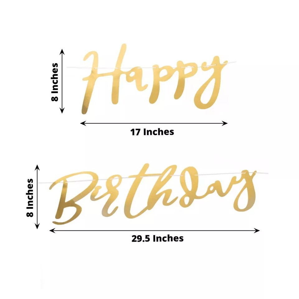 10 feet Gold Metallic Happy Birthday Paper Hanging Party GARLAND Events Supplies
