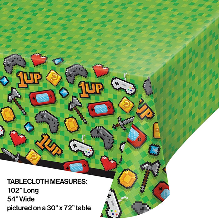 Gaming Party Plastic Tablecover All Over Print, 54&#x22; X 102&#x22;