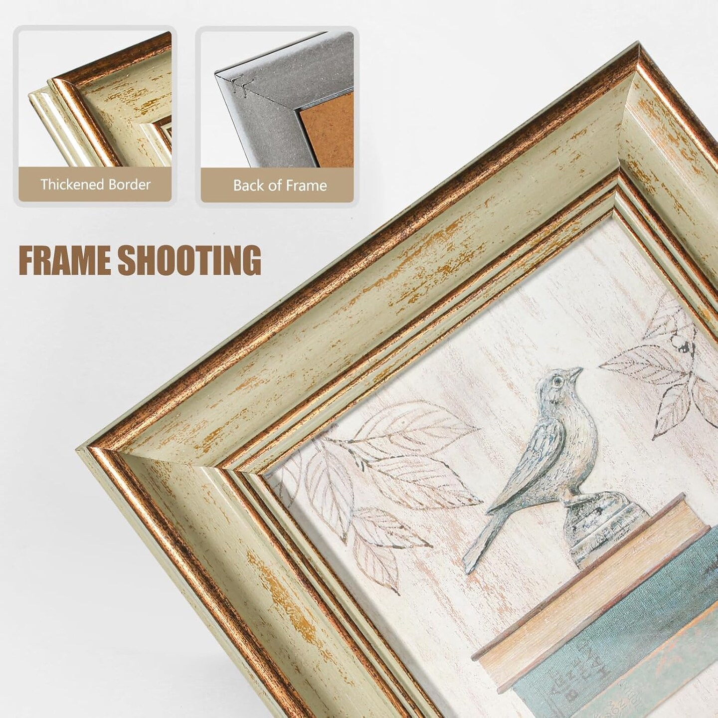 6x8 picture frame Set of 3 countryside retro picture frame Photo Frame with Real Glass