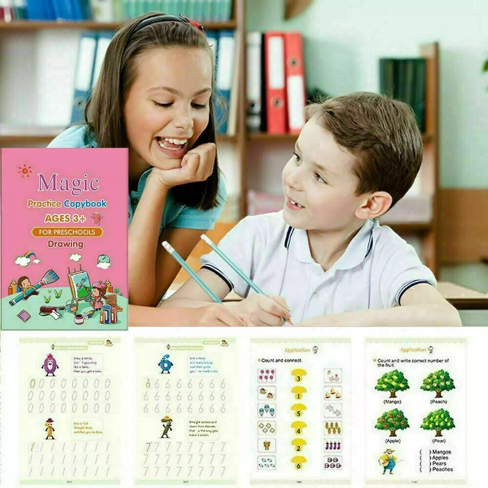 11Pcs Magic Practice Copybook Set Reusable English Calligraphy Number Book kids