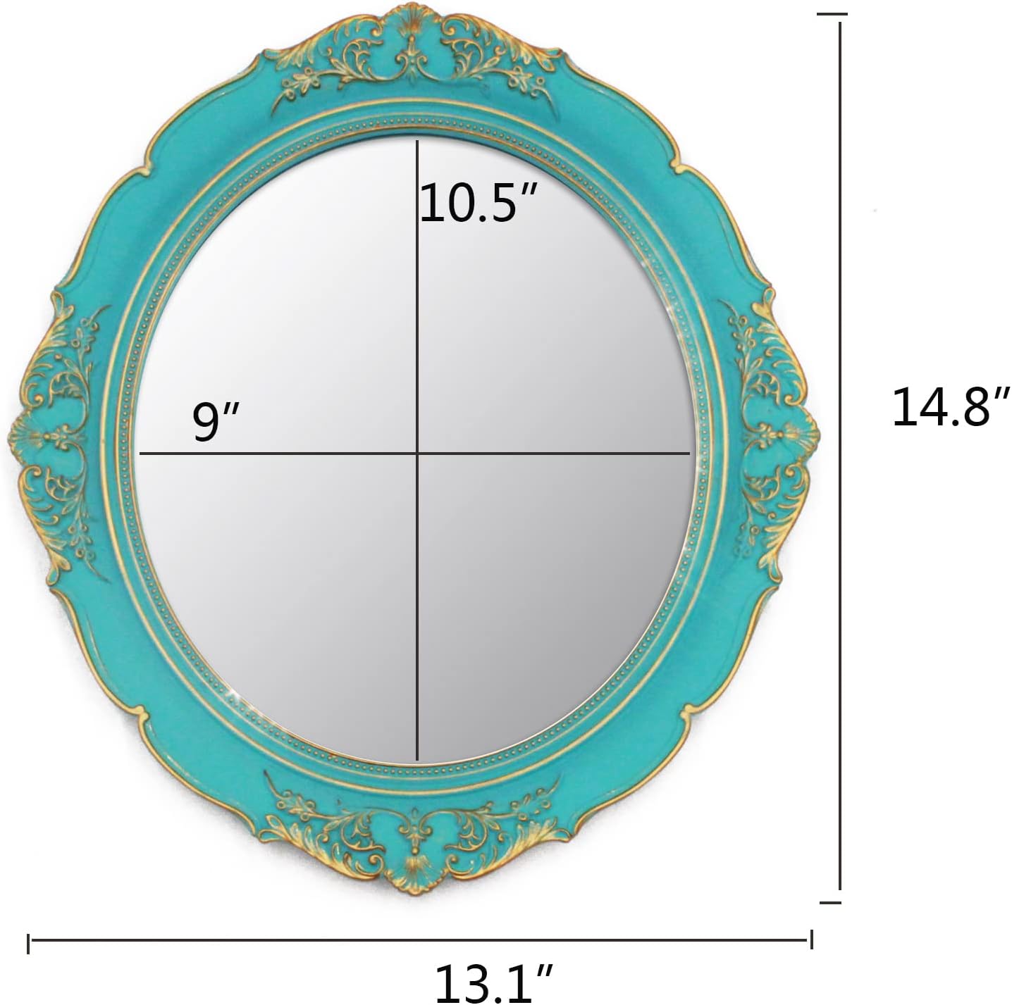 Vintage Hanging Mirrors for Bedroom Living-Room Dresser Decor Oval (Blue)