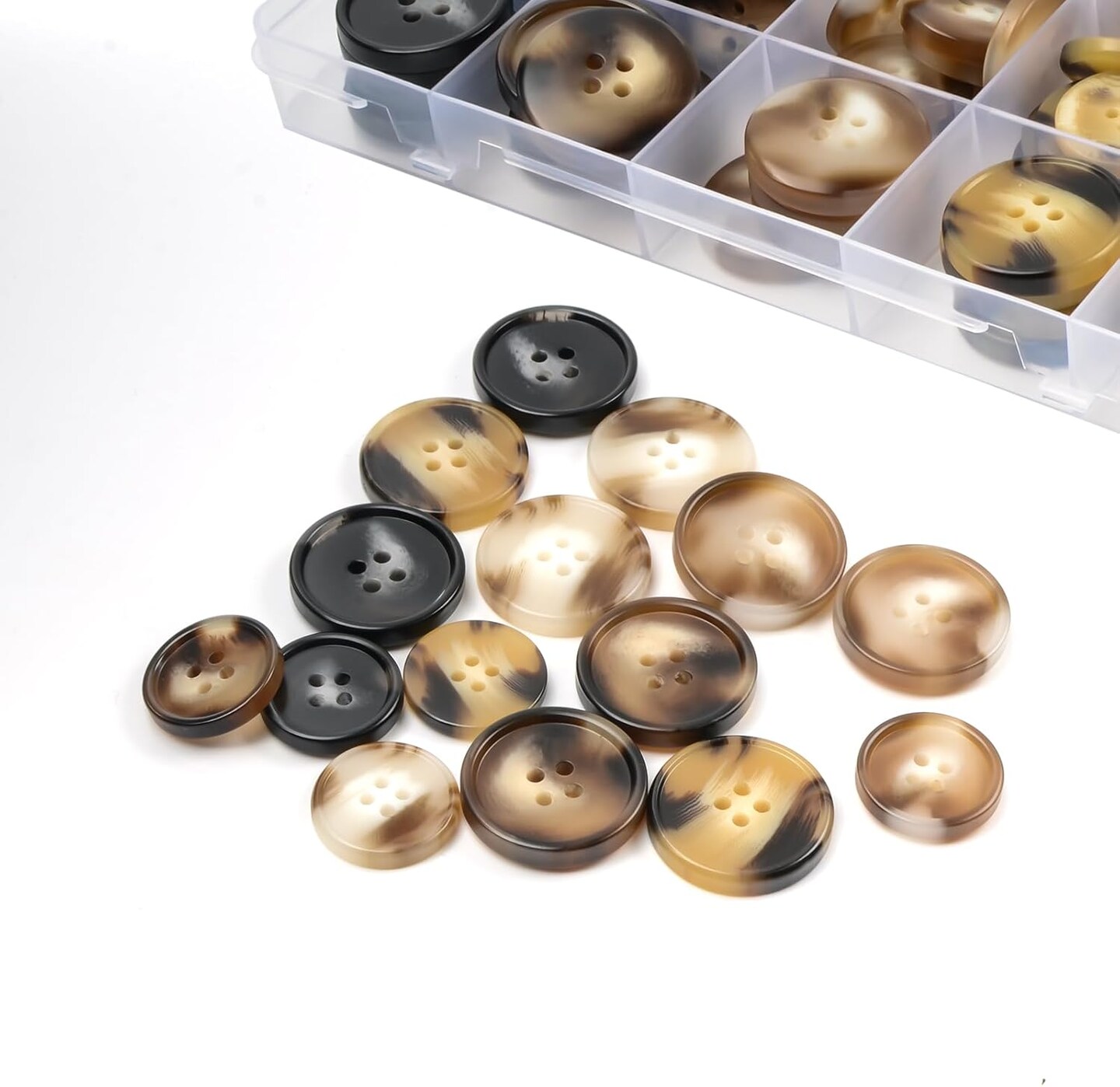 110Pcs Mixed Sewing Buttons, 4-Hole Craft Round Blazer Buttons