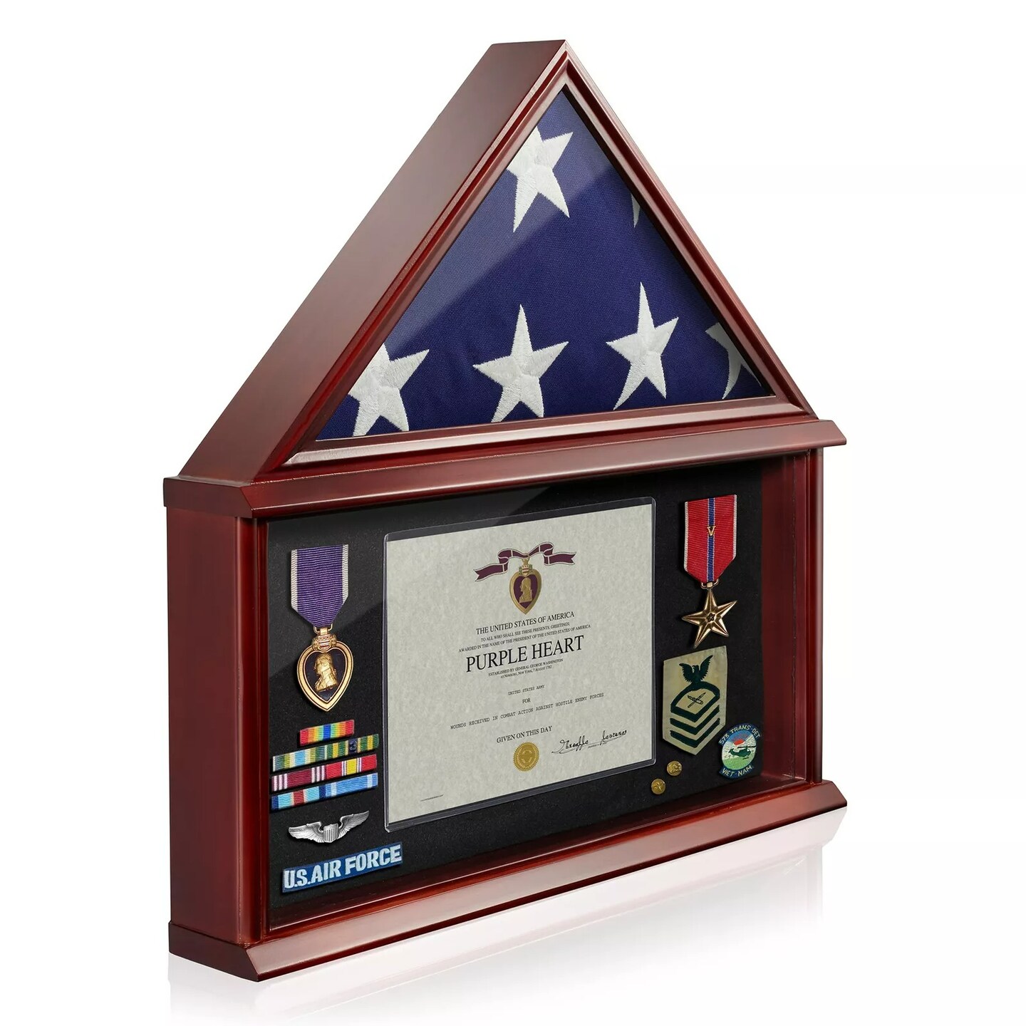Shadow Box Flag Display Case Certificate Holder, 5&#x27; x 9&#x27; Funeral Memorial Flag