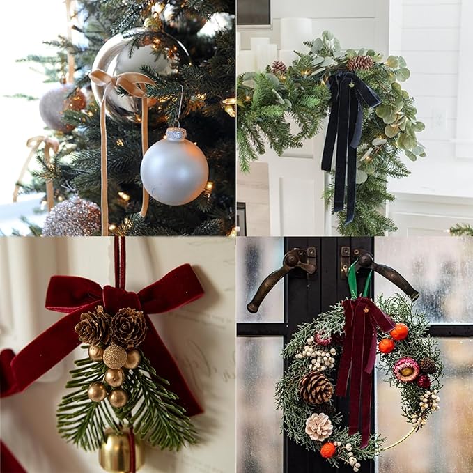 Black Velvet Ribbon 7/8 Inch Velvet Ribbon for Gift Wrapping Weddings Hair Bow Ribbons Headbands Bouquets-25 Yards