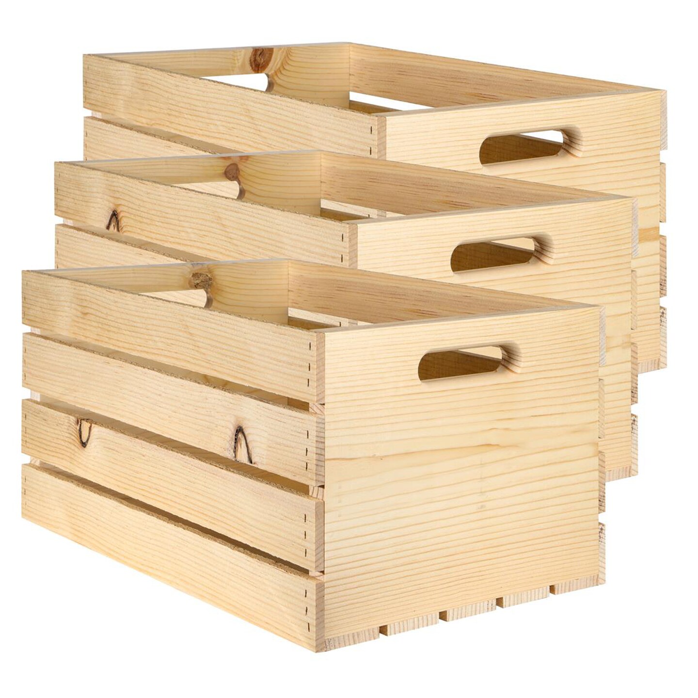 Good Wood By Leisure Arts Wooden Crate, Country, 3Pc, Wood Crate Unfinished, Crates For Display, Crates For Storage, Wooden Unfinished, Pine, 18"X12.5"X9.5"