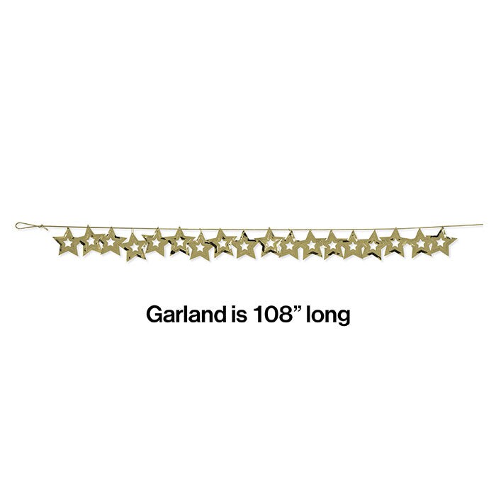 Bulk Pack of 2 Gold Stars 9 ft Foil Garland