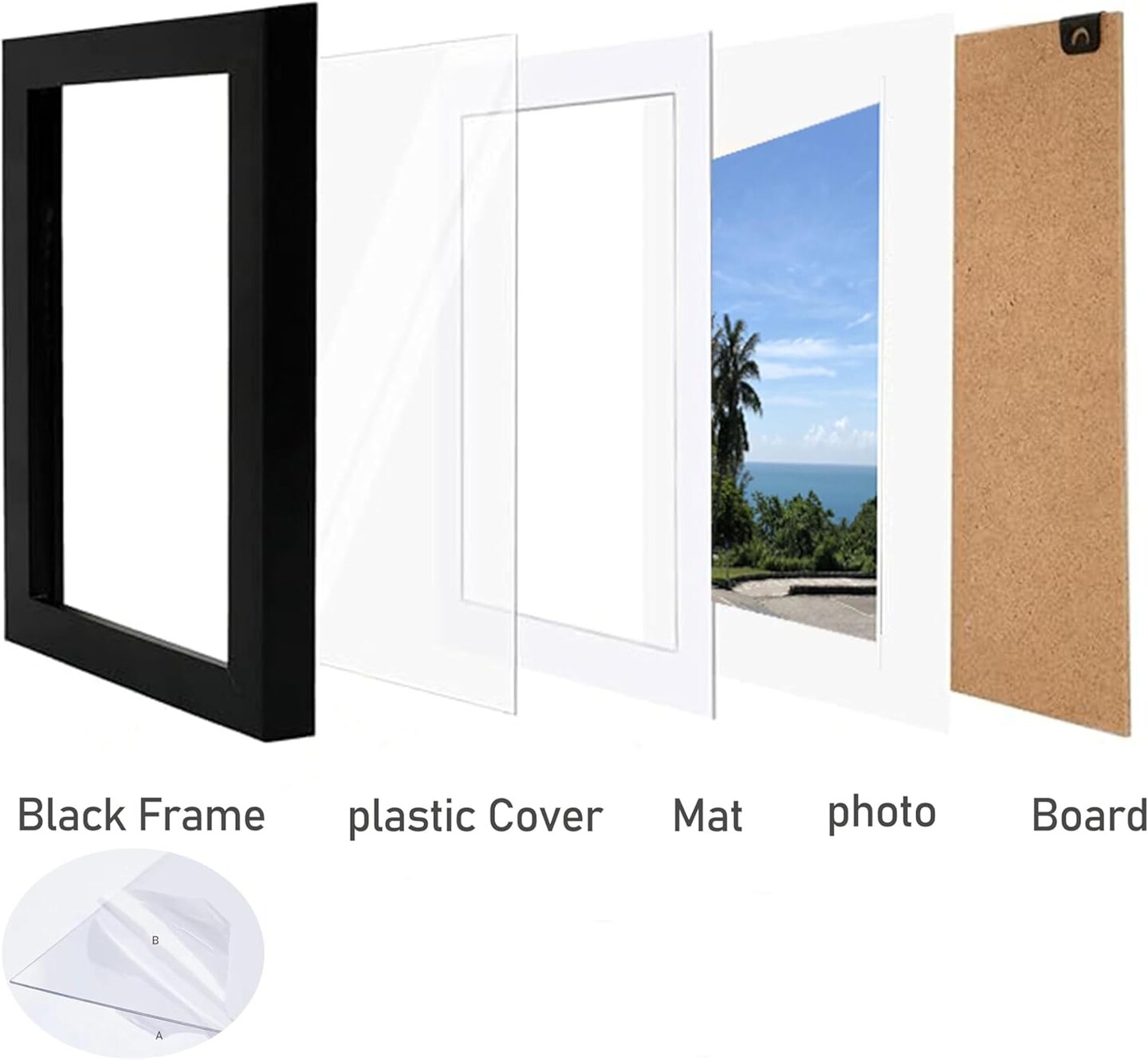 8x10 Picture Frame, Display Pictures 5x7 with Mat or 8x10 Without Mat
