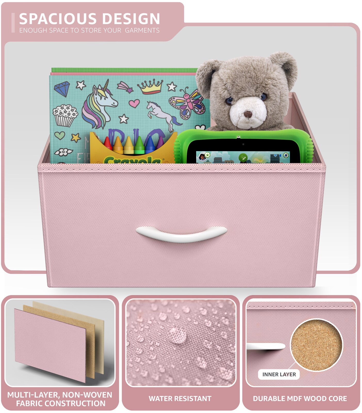 Sorbus 6 Drawers Tall Dresser with Steel Frame, Wood Top & Easy Pull Foldable Fabric Bins