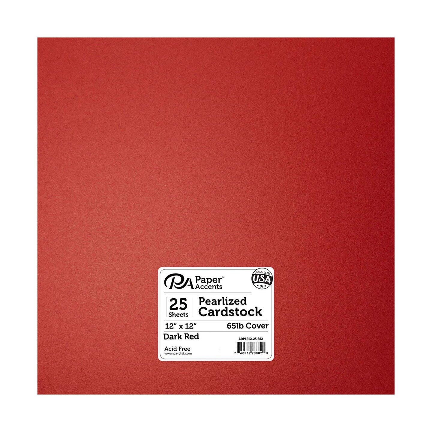 PA Paper Accents Pearlized Cardstock 12" x 12" Dark Red, 65lb colored cardstock paper for card making, scrapbooking, printing, quilling and crafts, 25 piece pack